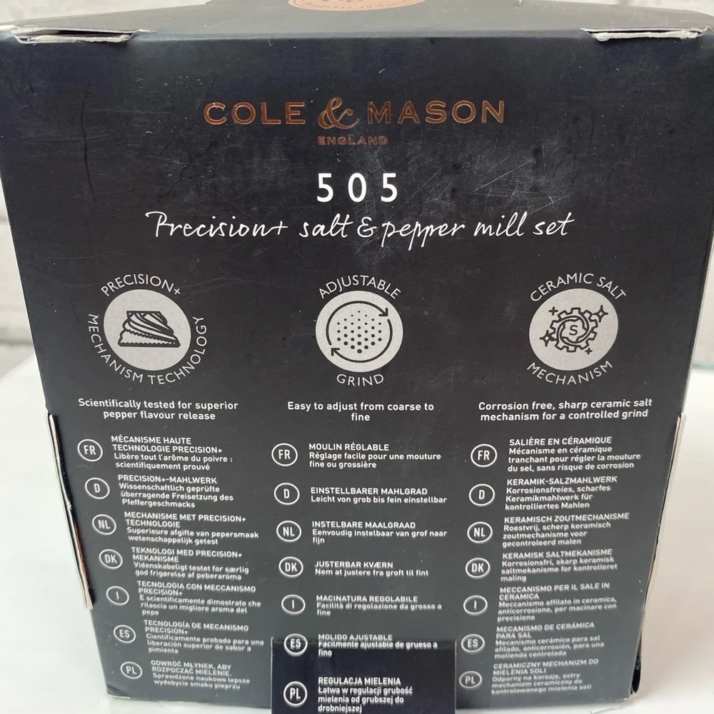 Cole & Mason Precision Salt & Pepper Mill Set Acrylic Gift Set NWT